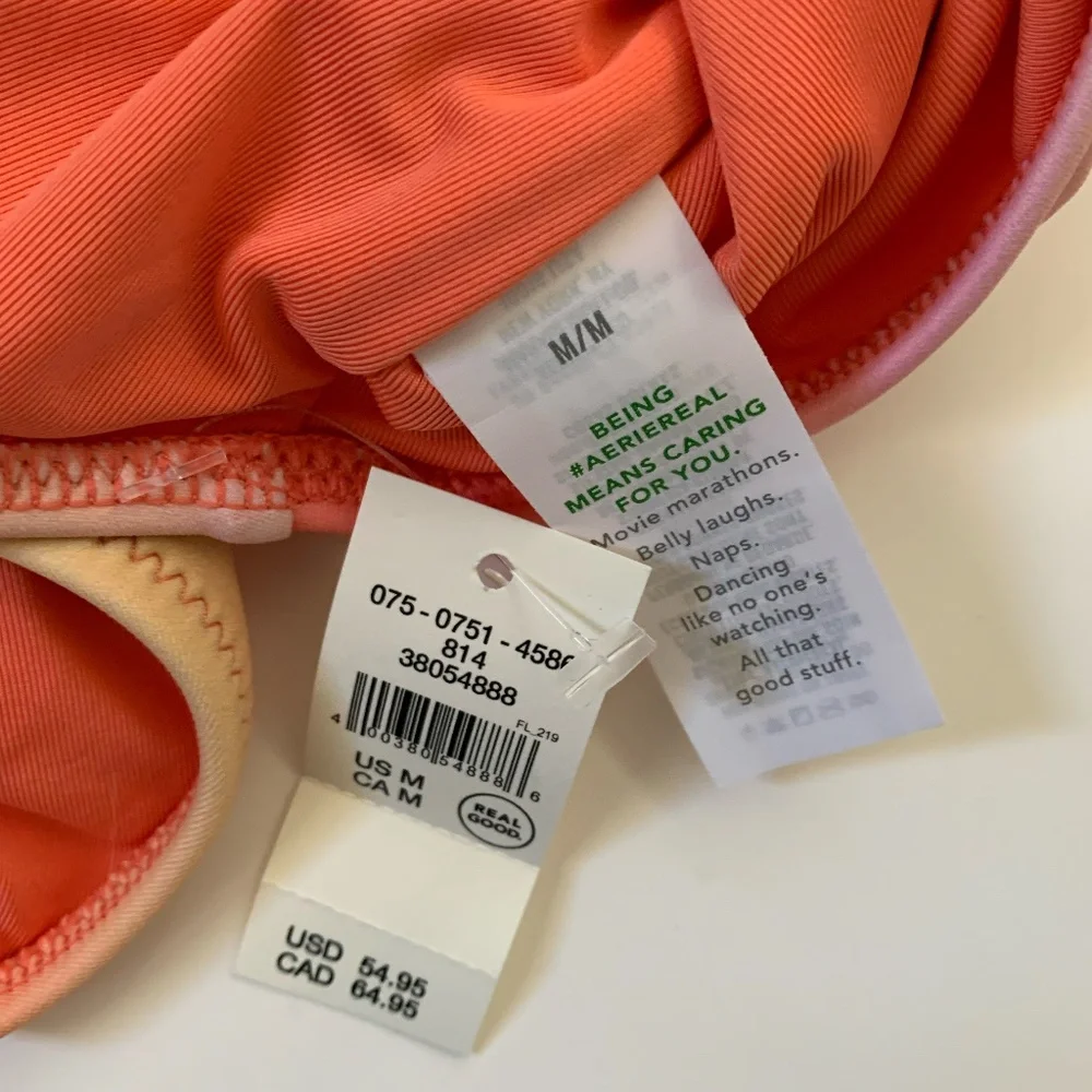 Aerie One Piece Swim Suit, Rainbow Colors, Medium Size Off Shoulder Bathing Suit - Picture 3 of 5